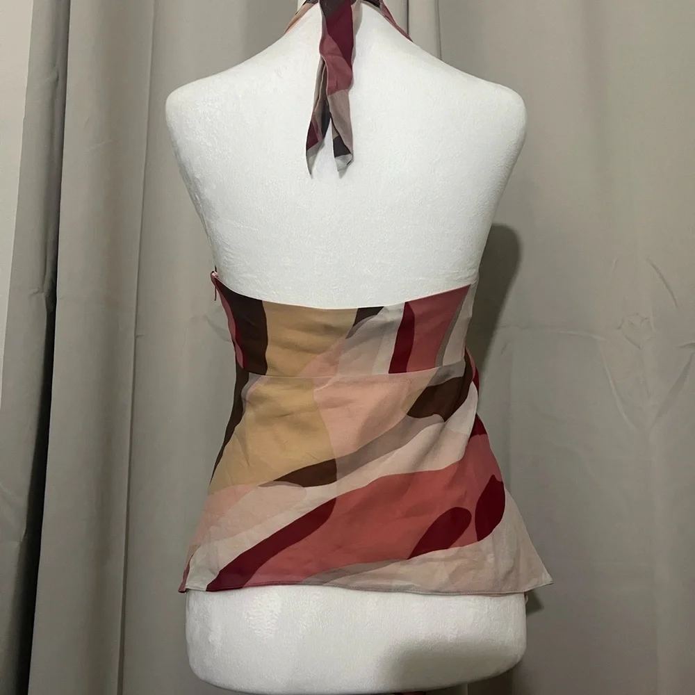 BCBG Maxazria Polyester Tie Neck Blouse with silk lining - Picture 3 of 4